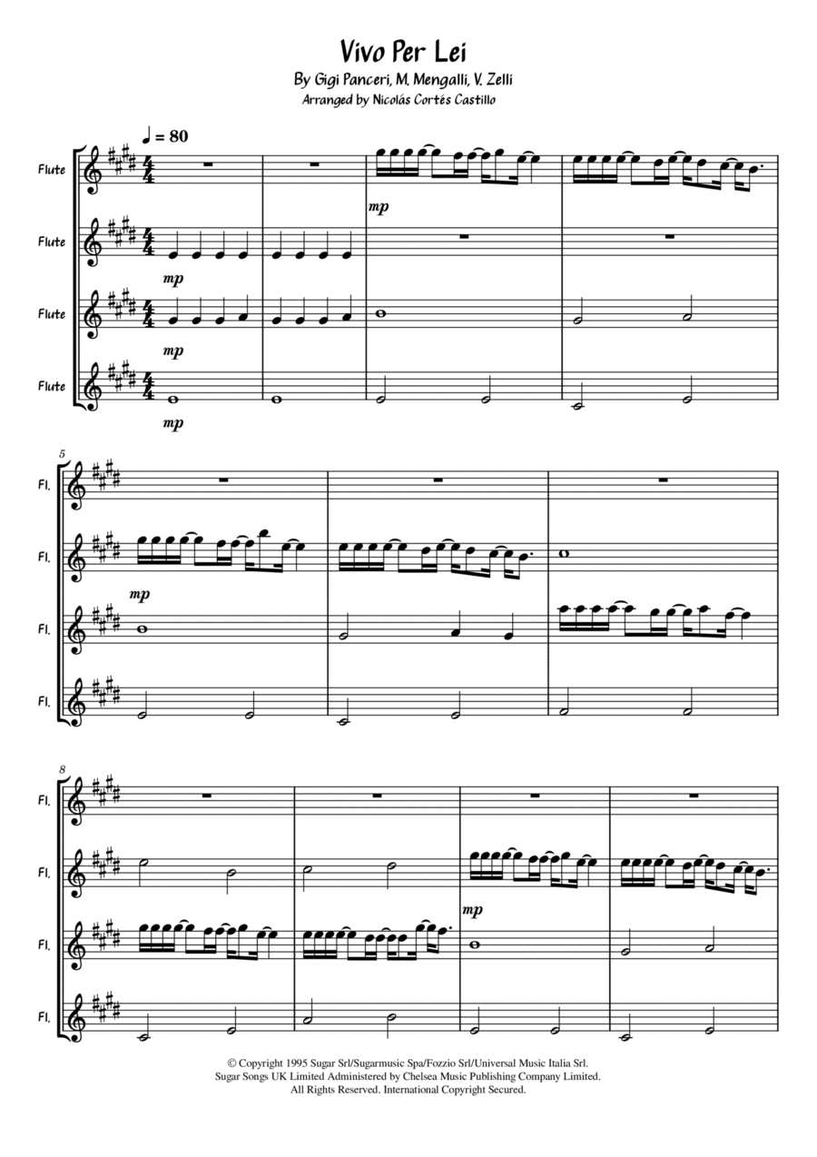 Vivo Per Lei (arr. Nicolás Cortés Castillo)