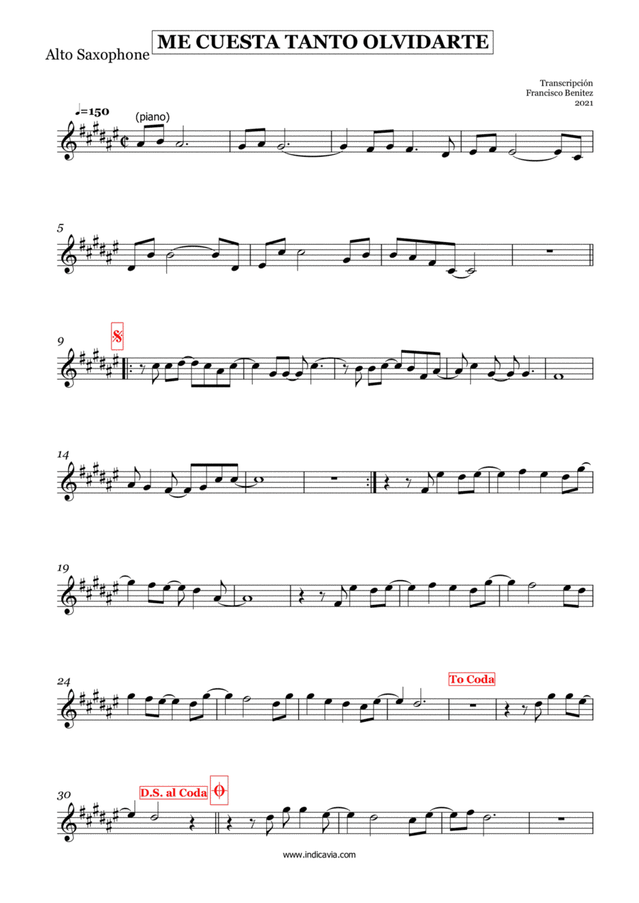 Me Cuesta Tanto Olivdarte (arr. Francisco Benitez)