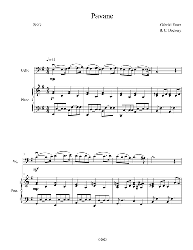 Pavane (Cello Solo with Piano Accompaniment) (arr. B. C. Dockery)