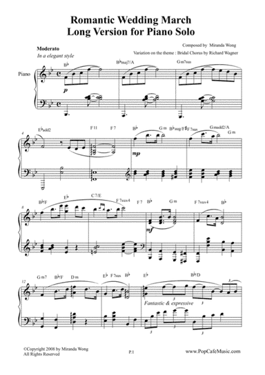 Romantic Wedding March by Miranda Wong - Long Version for Piano Solo (arr. Miranda Wong)