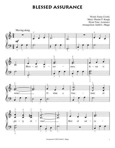 Blessed Assurance - Easy Piano Solo (arr. Judith L. Maggs)