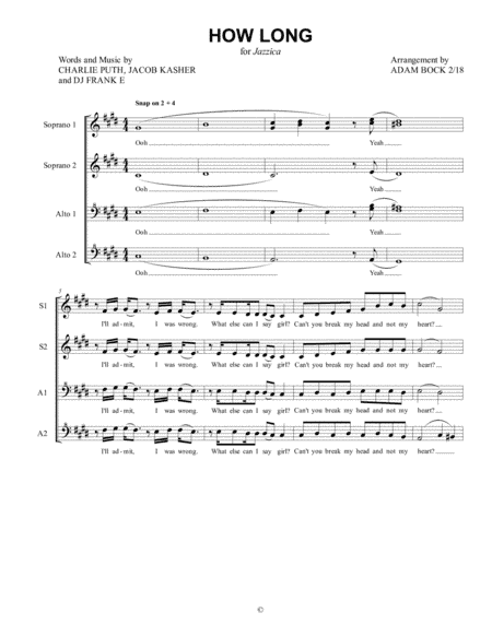 How Long (arr. Adam Bock)