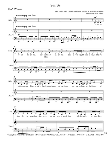 Secrets (arr. Steve Milloy)