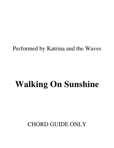 Walking On Sunshine (arr. RWM)