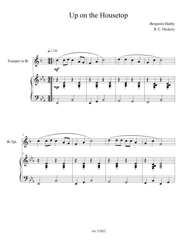 Up on the Housetop (Trumpet Solo with Piano Accompaniment) (arr. B. C. Dockery)