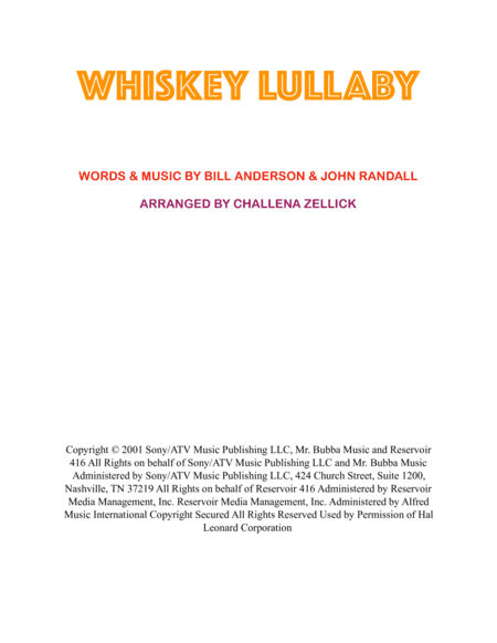 Whiskey Lullaby (arr. Challena Zellick)