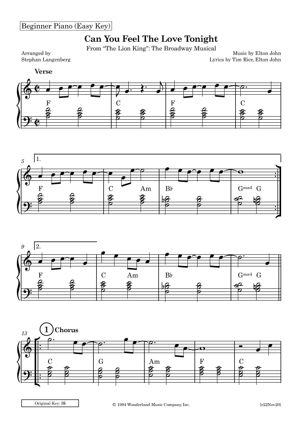 Can You Feel The Love Tonight (arr. Stephan Langenberg)