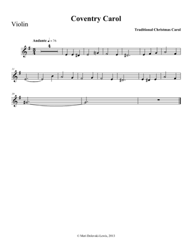 Coventry Carol--violin/pno (arr. Meri Dolevski)