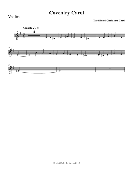 Coventry Carol--violin/pno (arr. Meri Dolevski)