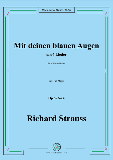 Richard Strauss-Mit deinen blauen Augen,in E flat Major (arr. OSM Press)