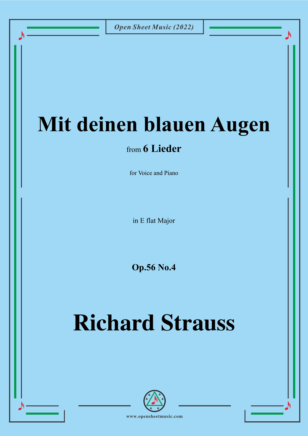 Richard Strauss-Mit deinen blauen Augen,in E flat Major (arr. OSM Press)