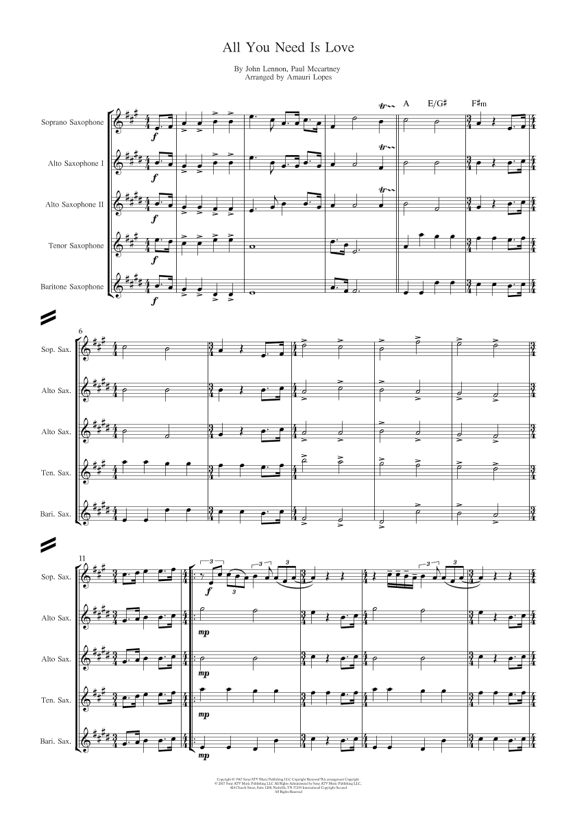 All You Need Is Love (arr. Amauri Lopes)