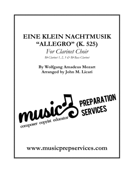 "Allegro" from Eine Klein Nachtmusik (K. 525) - W. A. Mozart - Arranged by John M. Licari (Clarinet (arr. John M. Licari)