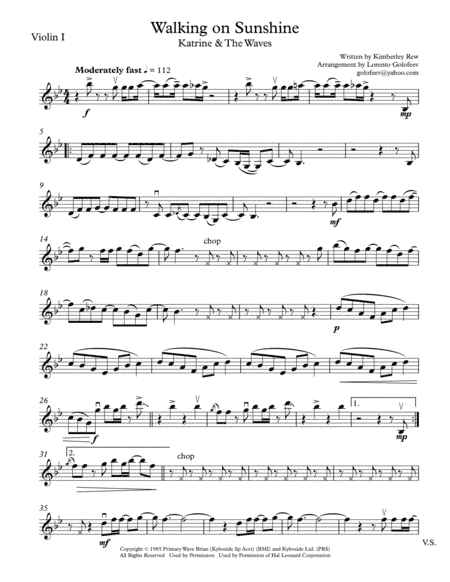 Walking On Sunshine (arr. Lorento Golofeev)