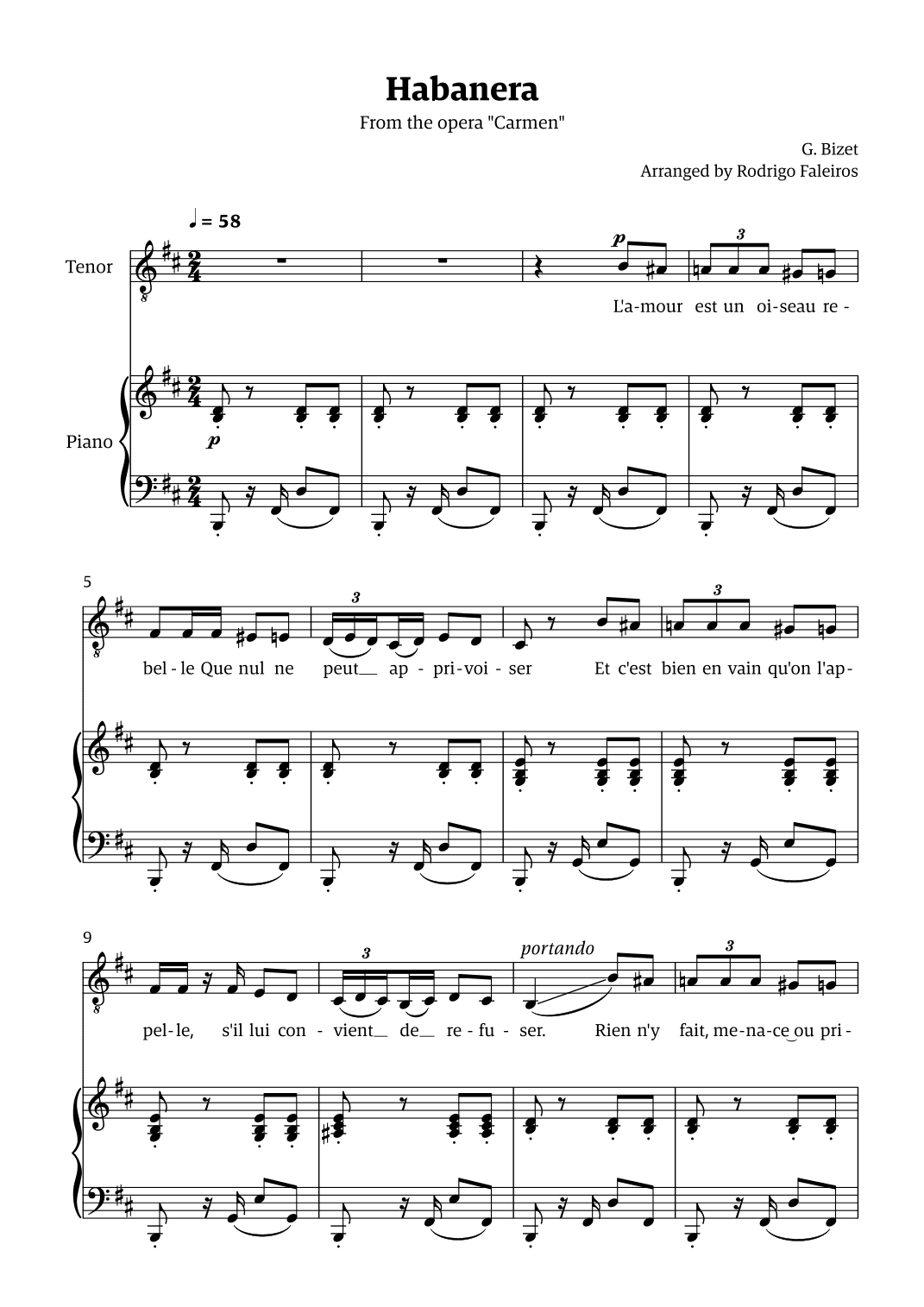 Habanera (for tenor - B minor/major) (arr. Rodrigo Faleiros)