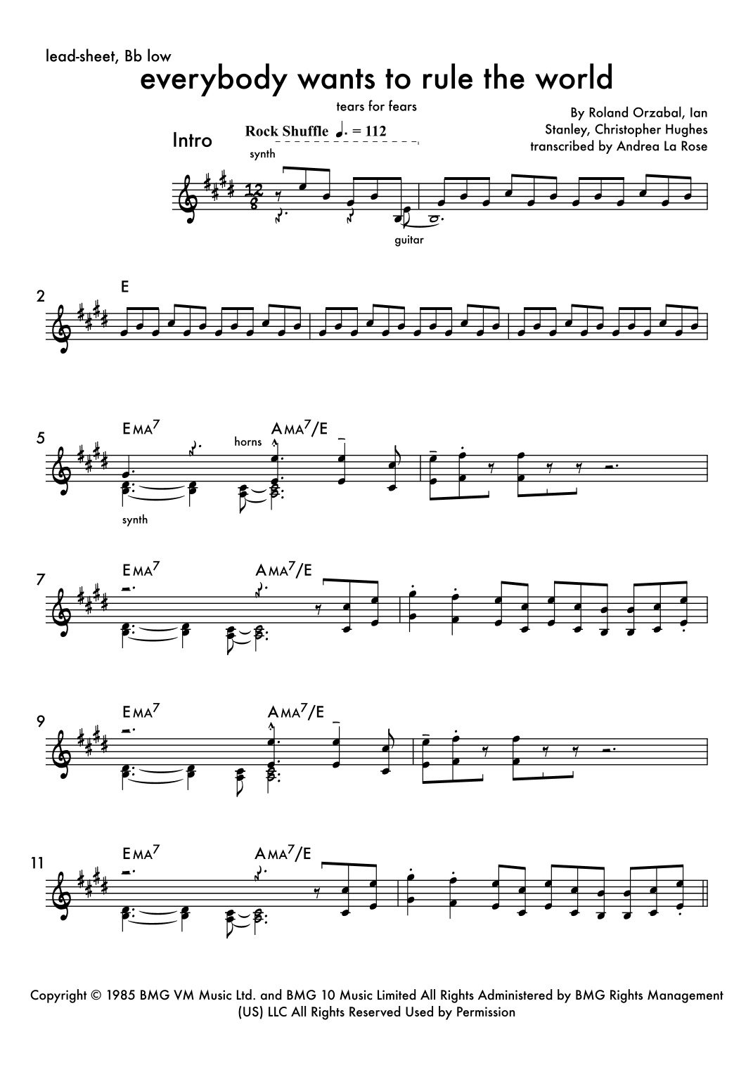 Everybody Wants To Rule The World (arr. Andrea La Rose)