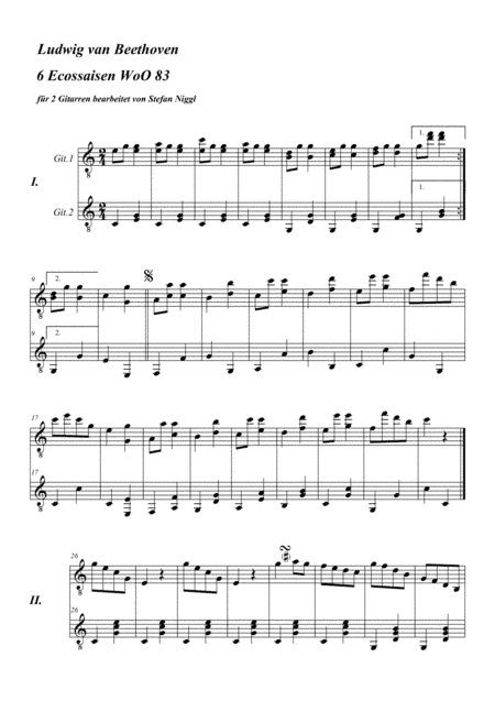 6 Ecossaises WoO 83 for Guitar Duet (arr. Stefan Niggl)