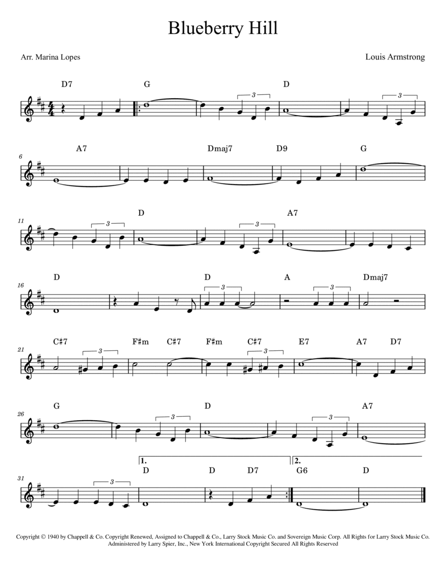 Blueberry Hill (arr. Marina Lopes)