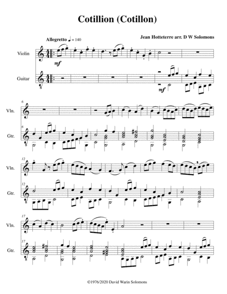 Cotillion (Cotillon) for violin and guitar (arr. David Warin Solomons)