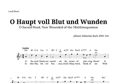 Sacred Head, Now Wounded by Bach Lead Sheet (arr. Langanho)