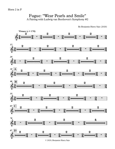 Fugue: "Wear Pearls and Smile" (A Pairing with Beethoven's Symphony #2) - Horn in F 2
