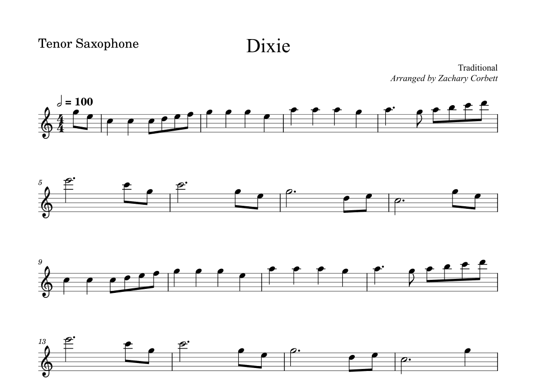 Dixie (arr. Zachary Corbett)