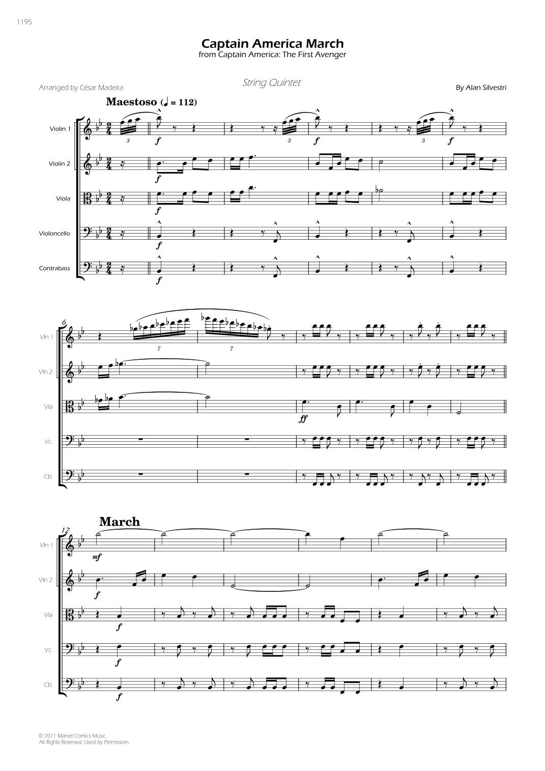 Captain America March - Score Only (arr. César Madeira)