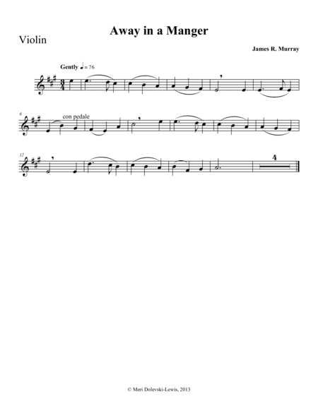 Away in a Manger--violin/piano (arr. Meri Dolevski)