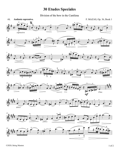 Mazas 75 Melodious & Progressive Studies Op 36, Book 1, No.08 (arr. String Masters)