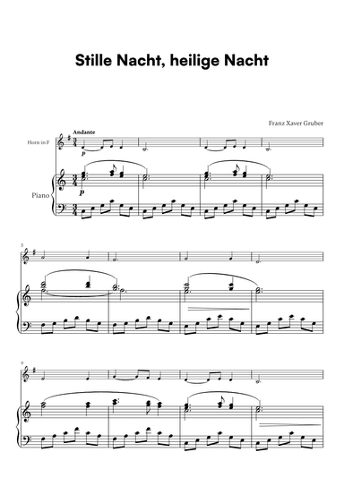 Franz Xaver Gruber - Stille Nacht, heilige Nacht (for French Horn and Piano) (arr. Cadenza Editions)