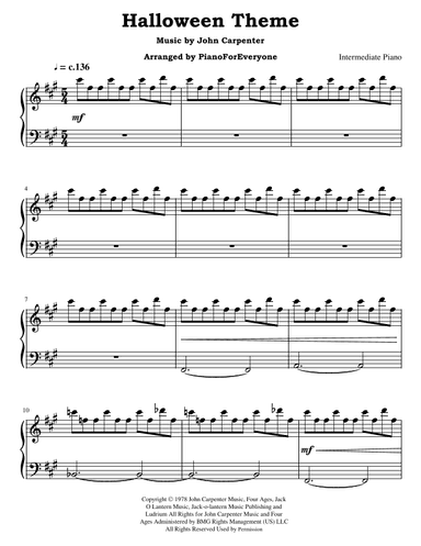 Halloween Theme (arr. PianoForEveryone)