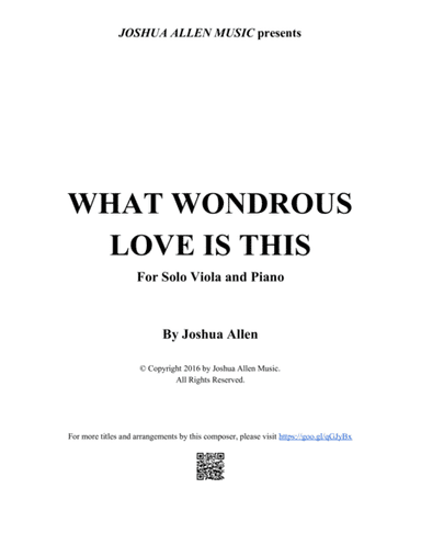 What Wondrous Love Is This (arr. Joshua Allen)