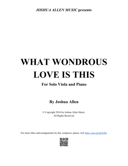 What Wondrous Love Is This (arr. Joshua Allen)