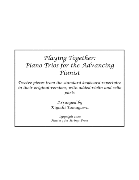 Playing Together: Piano Trios for the Advancing Pianist (arr. Kiyoshi Tamagawa)