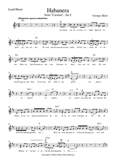 Habanera from "Carmen" (arr. Golden Skull Editions)
