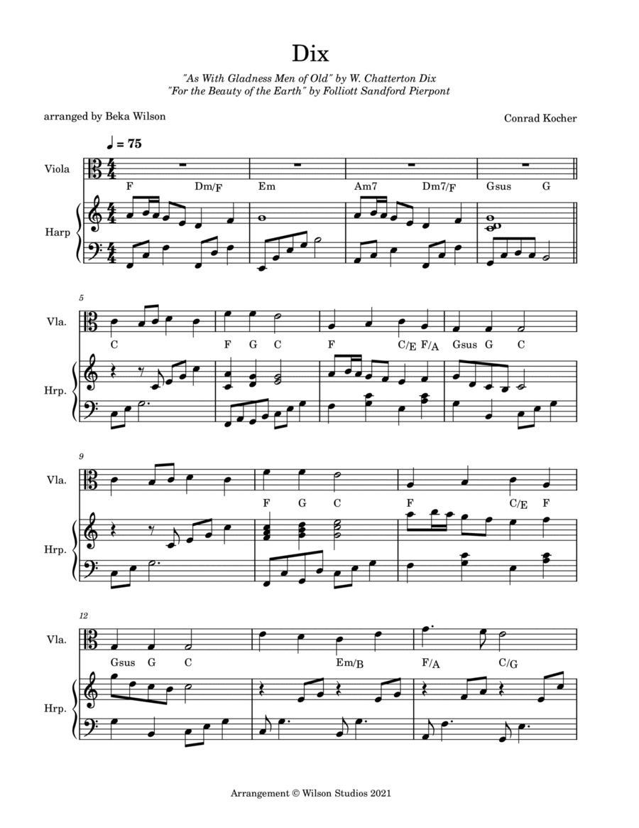 As With Gladness Men of Old--viola/harp duet (arr. Beka Wilson)