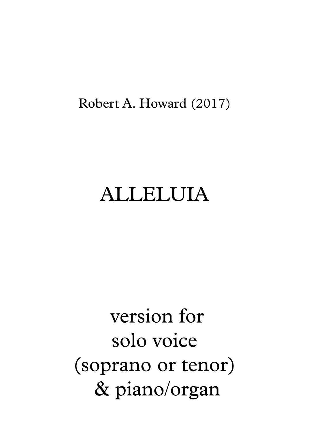 Alleluia (Solo/unison version)