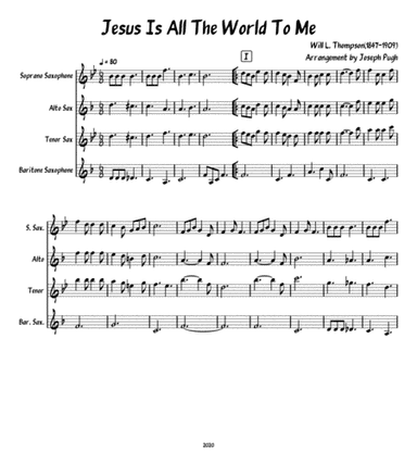 Jesus Is All The World To Me (Sax Quartet) (arr. Joseph Pugh)