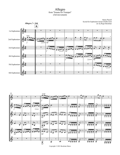 Allegro (from "Sonata for Trumpet") (Bb) (Euphonium Sextet - Treble Clef) (arr. Regis Bookshar)