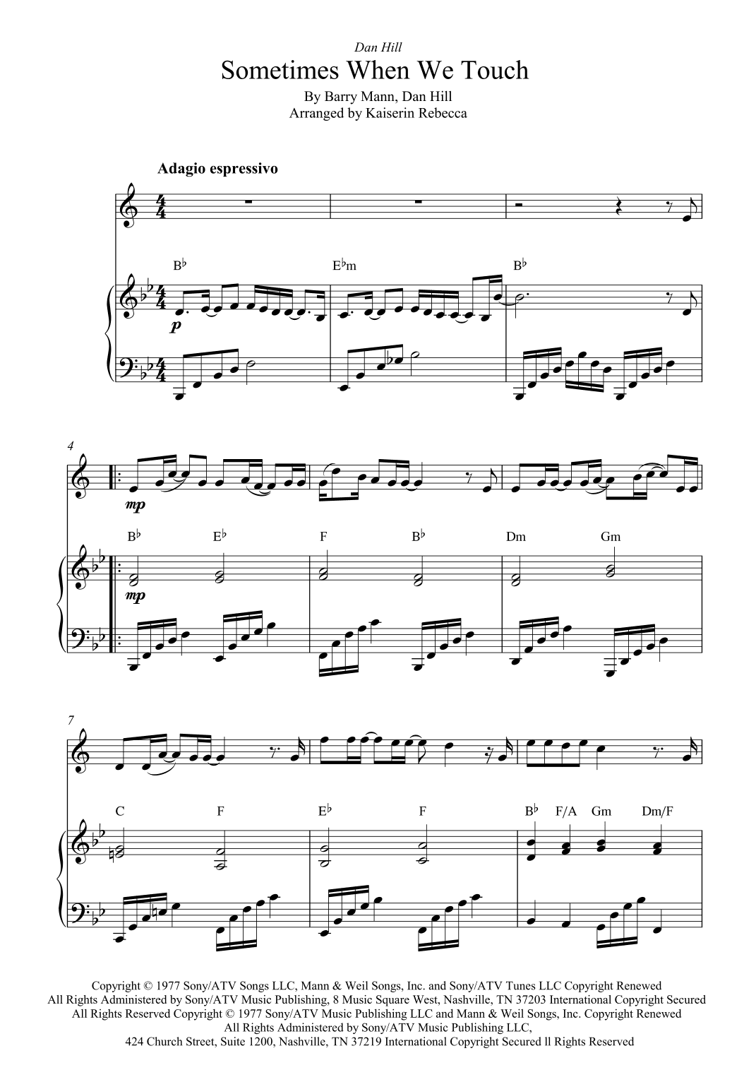 Sometimes When We Touch (arr. Kaiserin Rebecca)