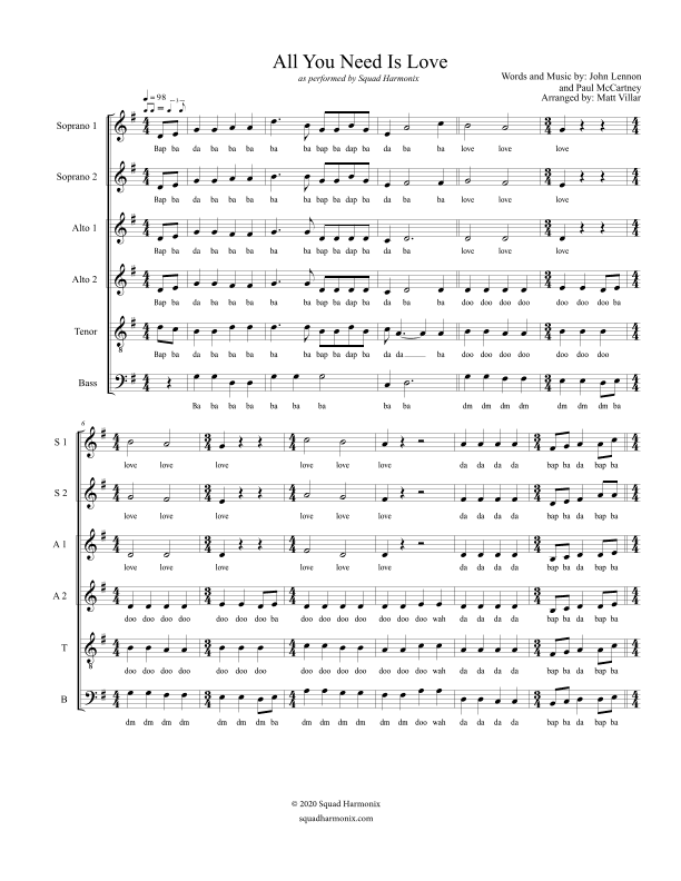 All You Need Is Love (arr. Matt Villar)