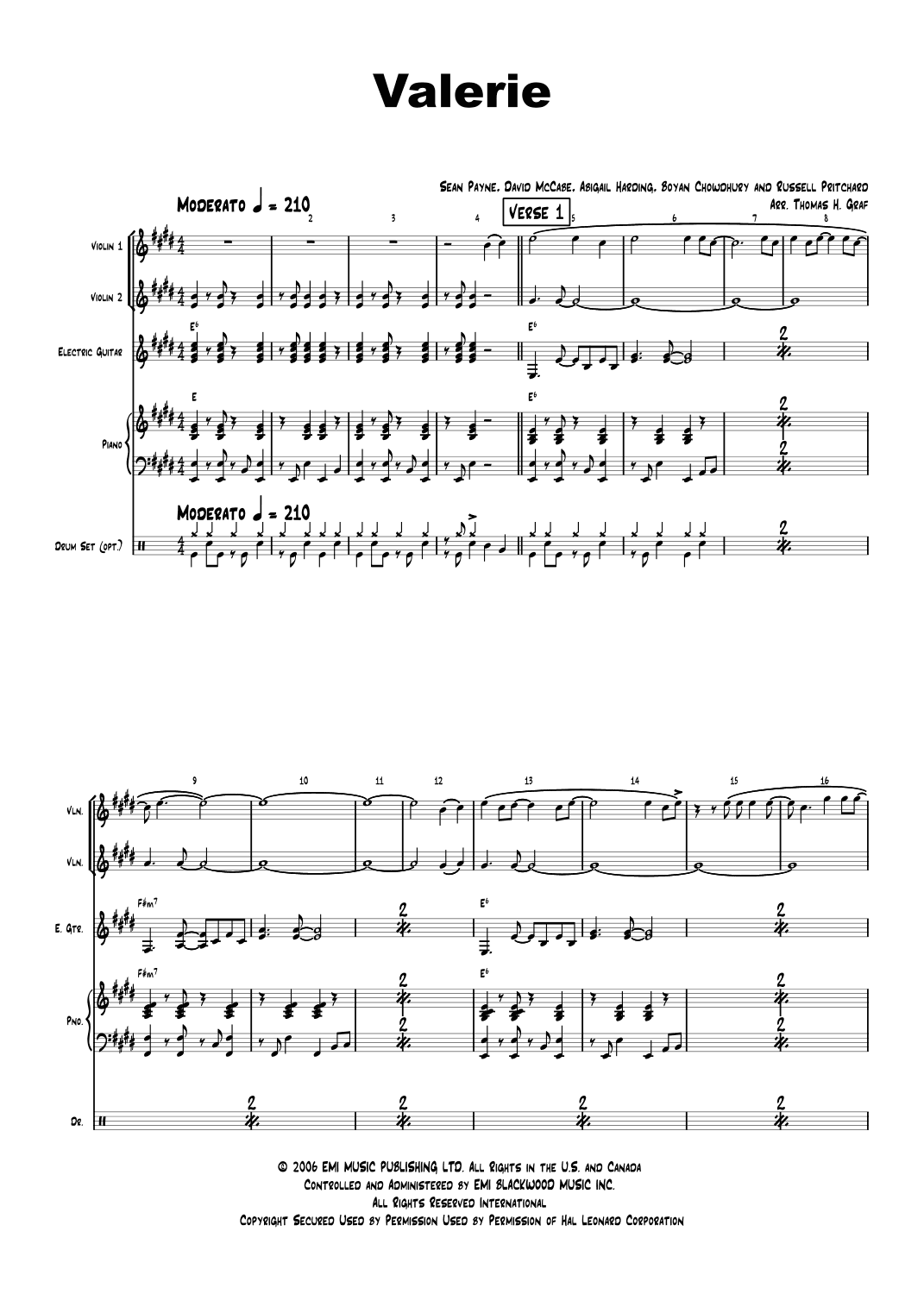 Valerie (arr. Thomas H. Graf)