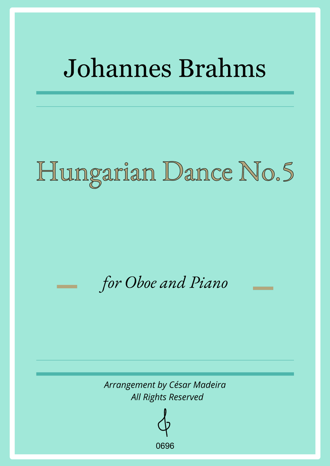 Hungarian Dance No.5 by Brahms - Oboe and Piano (Individual Parts) (arr. César Madeira)