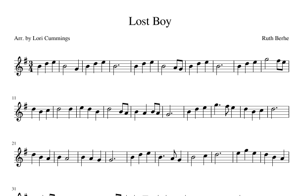 Lost Boy (arr. Lori Cummings)