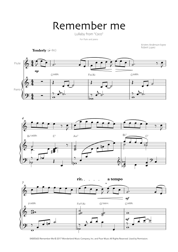 Remember Me (lullaby) (arr. Robin Hood Editions)