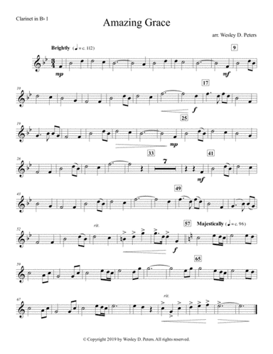 Amazing Grace (Clarinet Quartet) (arr. Wesley D. Peters)