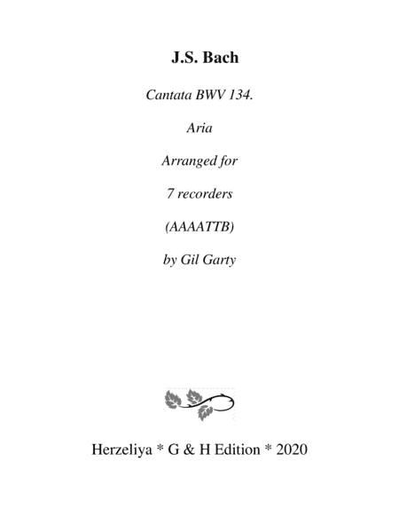 Aria: Auf, auf, auf, auf, Gläubige! from Cantata BWV 134 (arrangement for 7 recorders) (arr. Gil Garty)