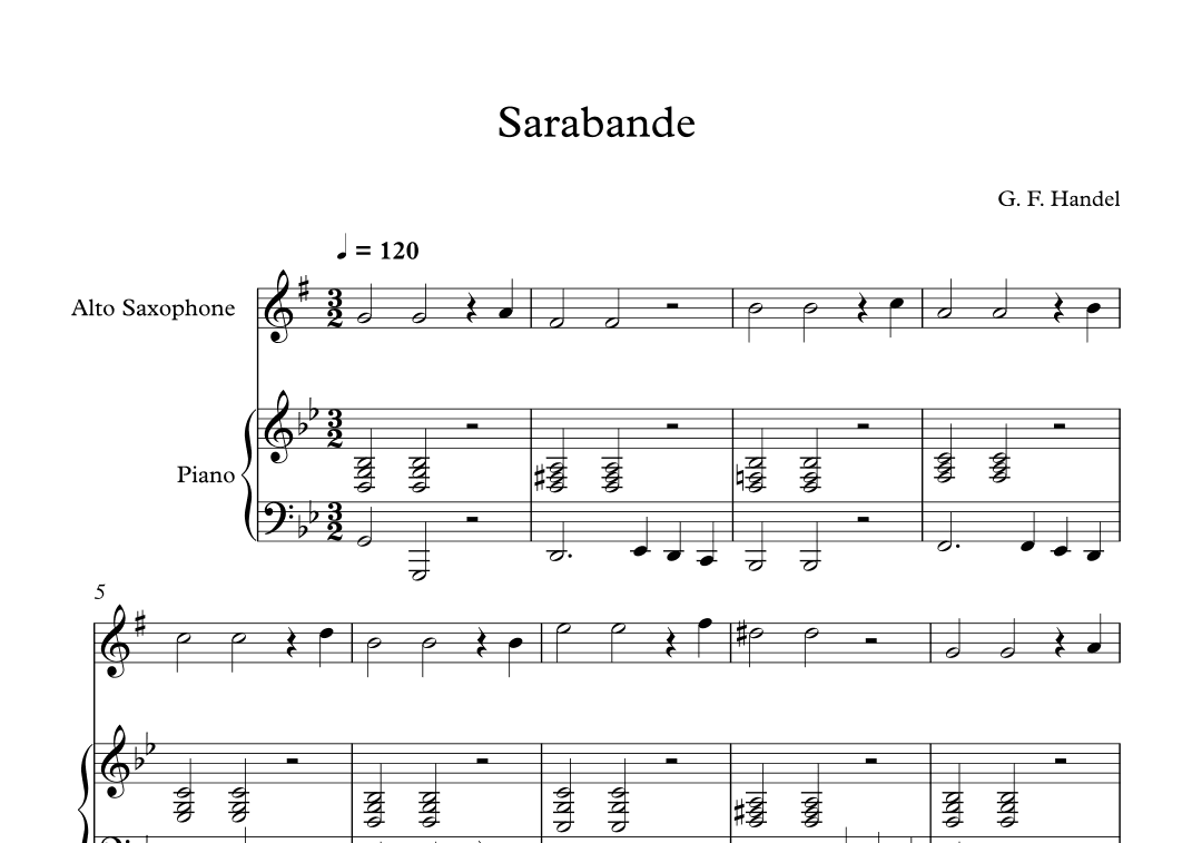 Sarabande - George Frideric Handel (Alto Sax + Piano) (arr. Digital Book Music)