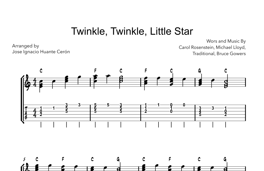 Twinkle, Twinkle Little Star (arr. Jose Ignacio Huante Cerón)