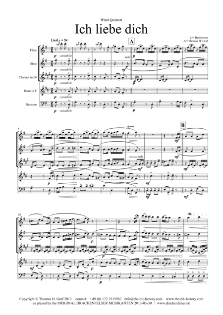 Ich liebe dich - Beethoven goes Polka - Wind Quintet (arr. Thomas H. Graf)